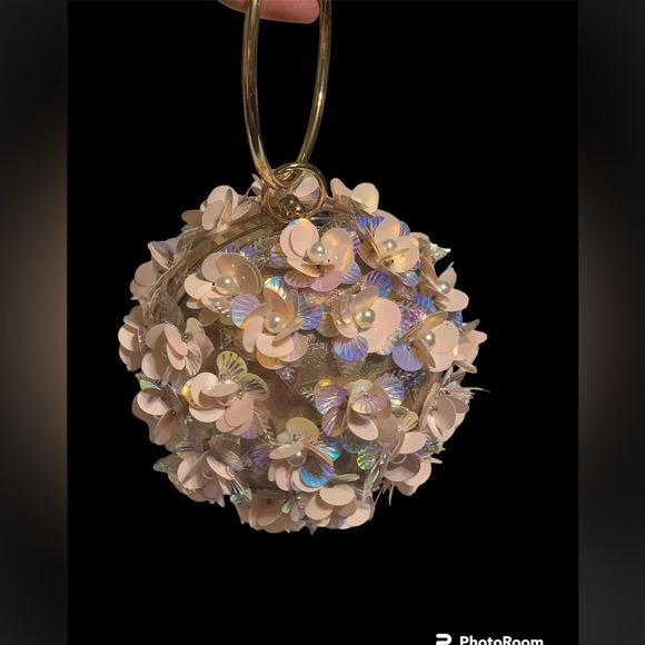 Mini ELEGANT Sequin Flower Round Evening Bag - Picture 3 of 7